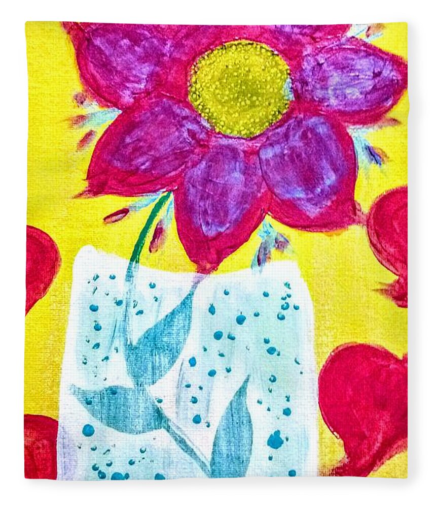 Flower Fleece Blanket featuring the painting Bright Flower by Anna Adams