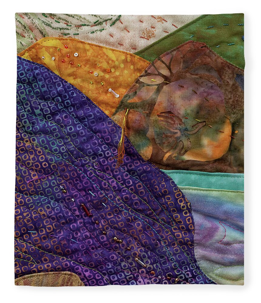 Fiber Art Fleece Blanket featuring the mixed media Brilliant Sky 2 by Vivian Aumond