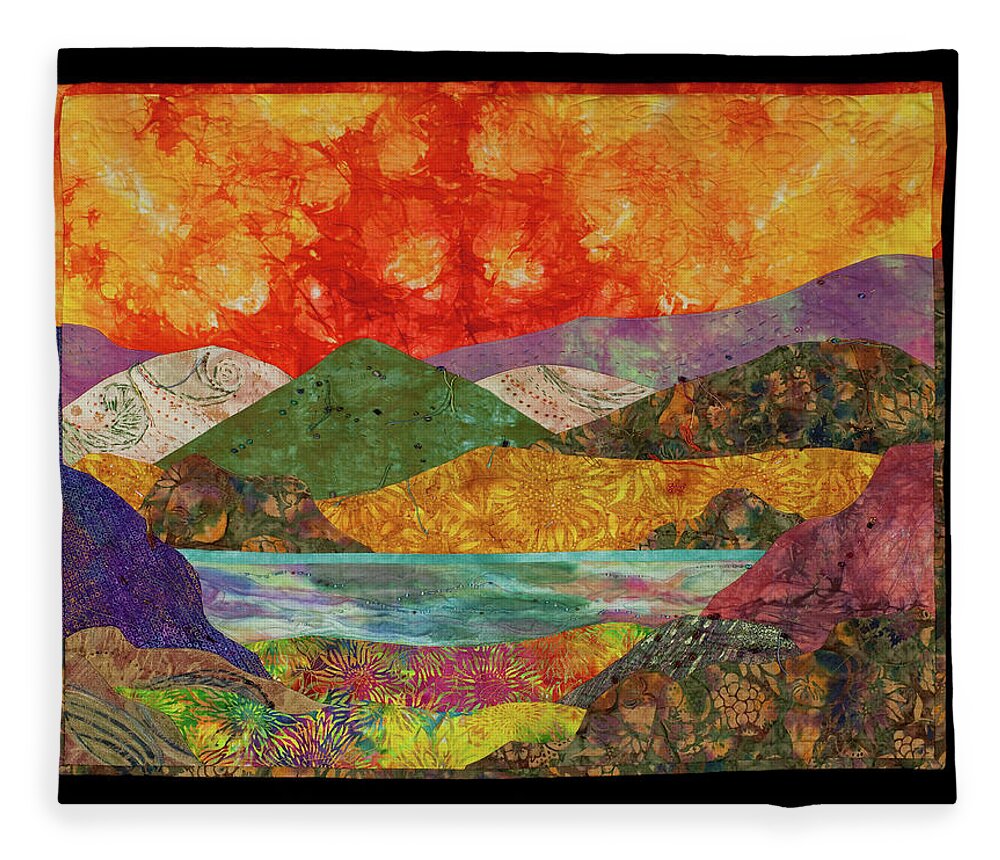 Fiber Art Fleece Blanket featuring the mixed media Brilliant Sky by Vivian Aumond