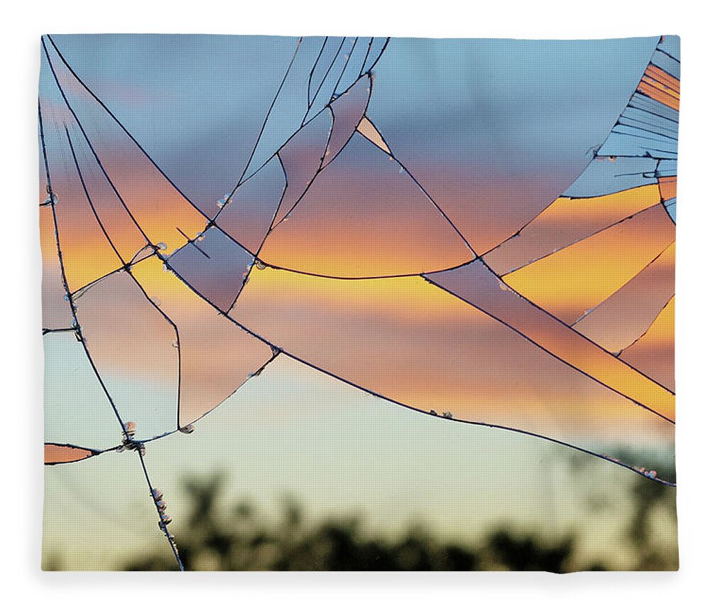 Broken Mirror Fleece Blanket featuring the photograph Broken Sunset by Steve Templeton