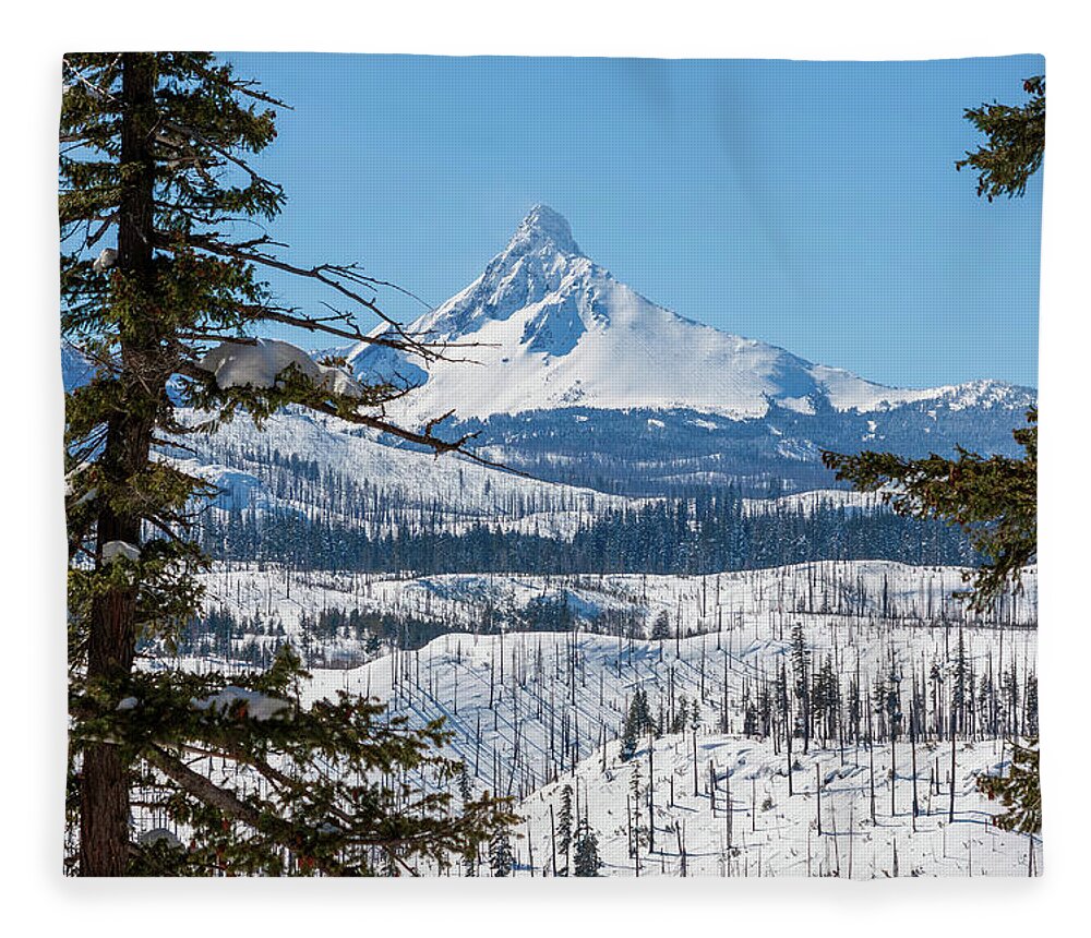 Broken Top Fleece Blanket featuring the photograph Broken Top Sister Mountain, Oregon, Winter by Tatiana Travelways