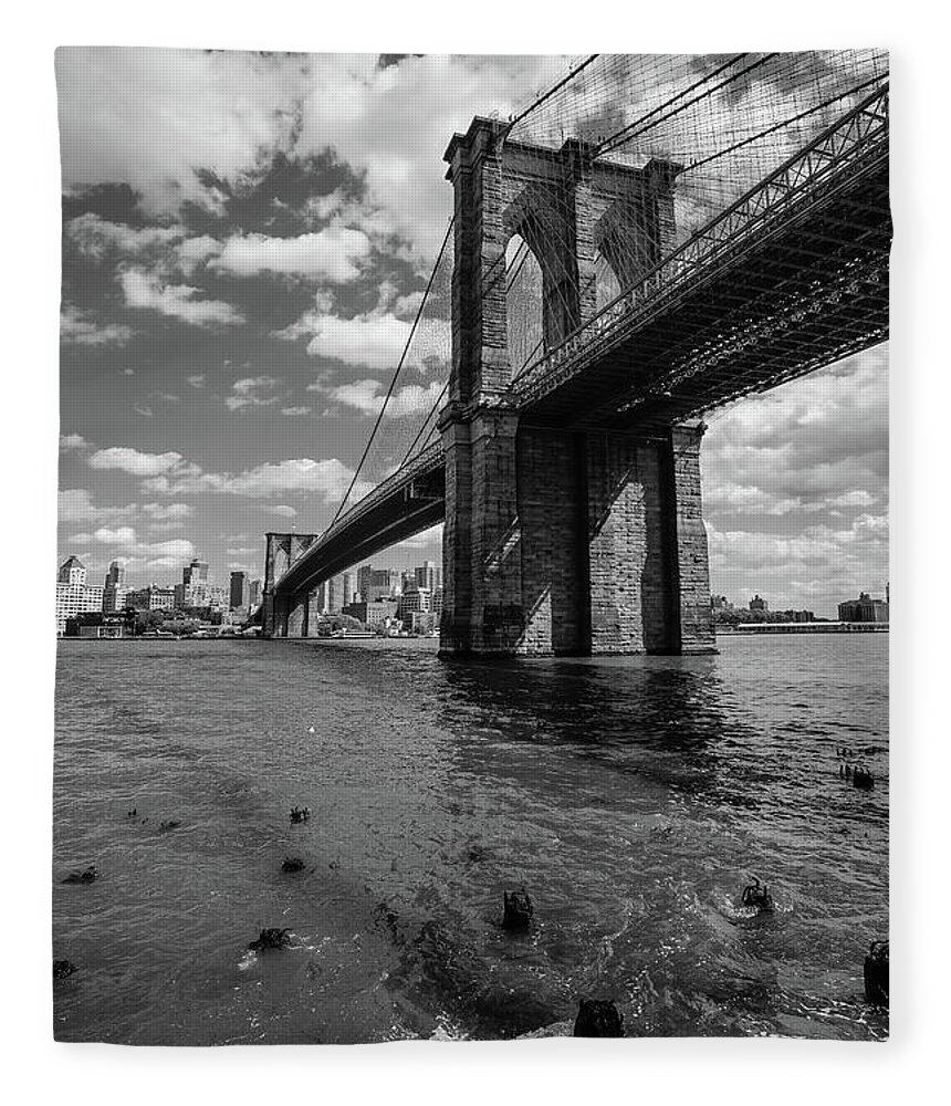 New York Fleece Blanket featuring the photograph Brooklyn Bridge #4 by Alberto Zanoni