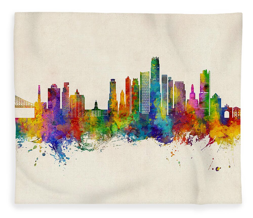 Brooklyn Fleece Blanket featuring the digital art Brooklyn New York Skyline #45 by Michael Tompsett