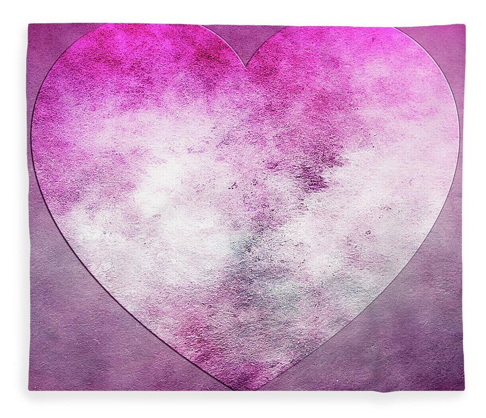 Heart Fleece Blanket featuring the mixed media Bruised Heart by Moira Law