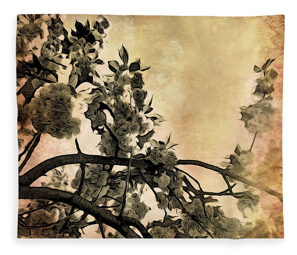 Cherry Blossoms Fleece Blanket featuring the photograph Brushed Cherry Blossoms by Onedayoneimage Photography