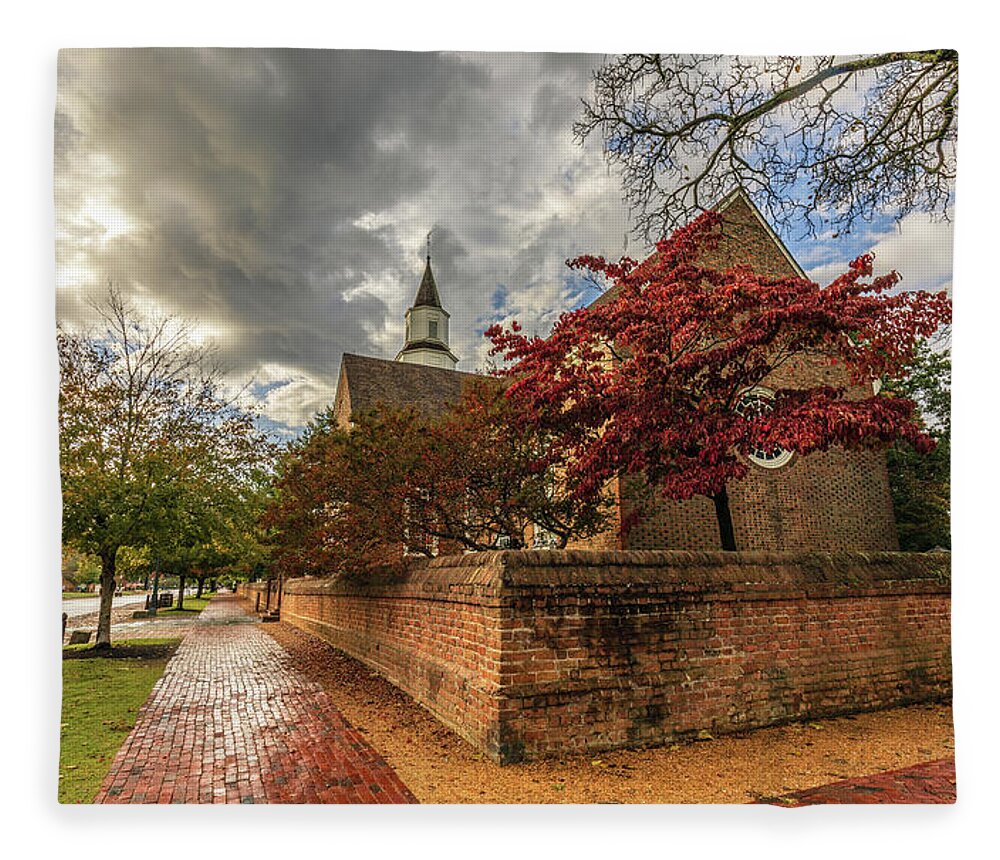Bruton Parish Fleece Blanket featuring the photograph Bruton Parish Church in Fall by Rachel Morrison