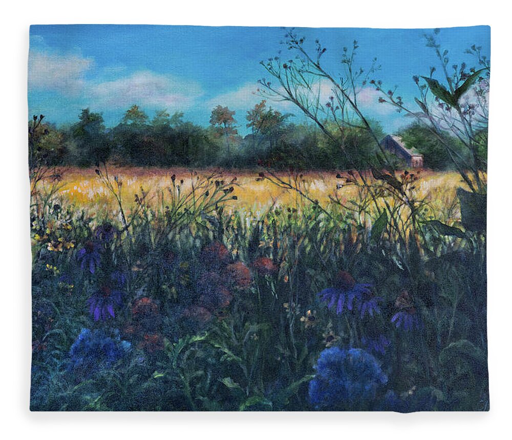 Weeds Fleece Blanket featuring the painting Buckeye Woods, Late Summer by Carol Klingel