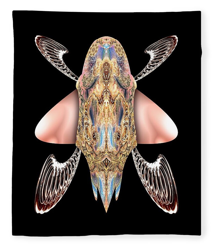 Insects Fleece Blanket featuring the digital art Bugs Nouveau I by Tom McDanel