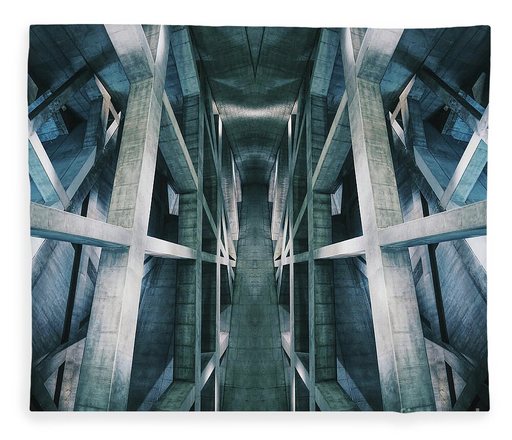 Architecture Fleece Blanket featuring the digital art Building a Building by Phil Perkins