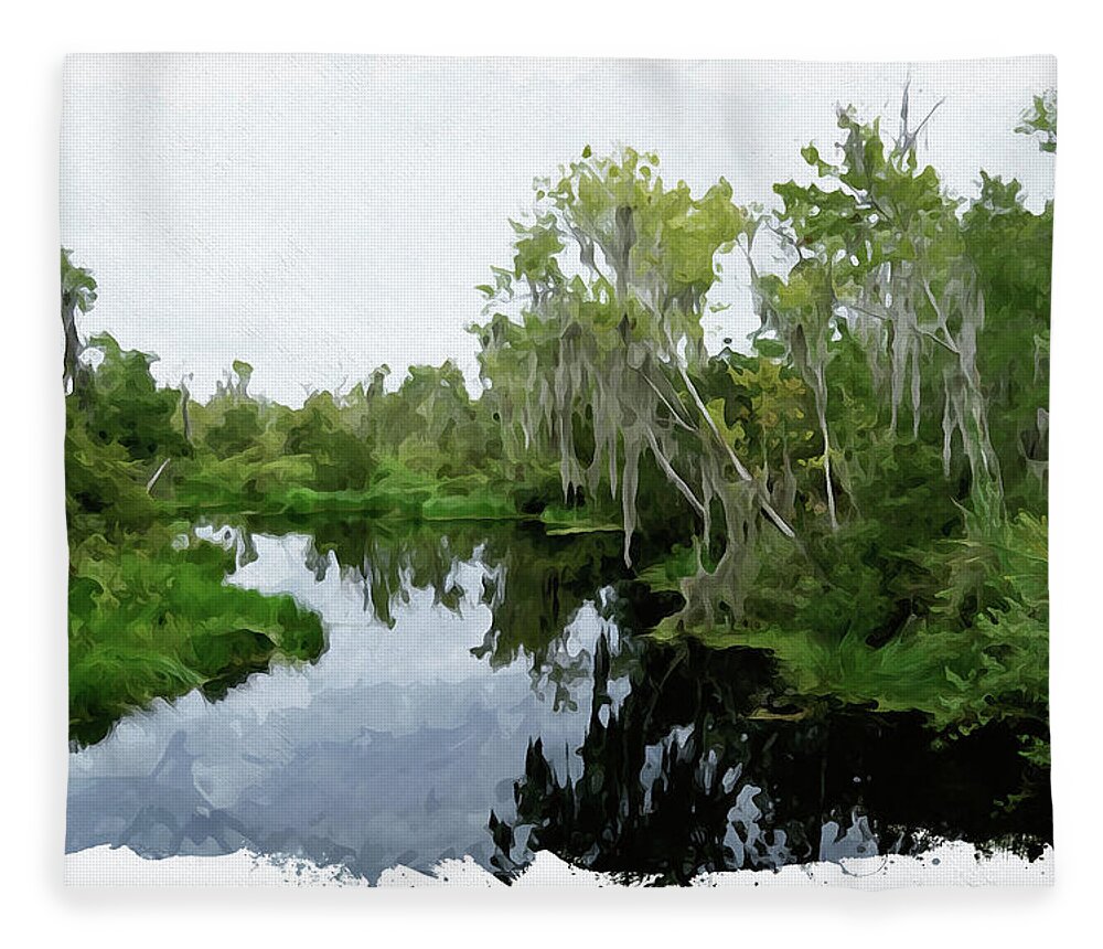 Water Fleece Blanket featuring the digital art Bull Frog Creek by Chauncy Holmes