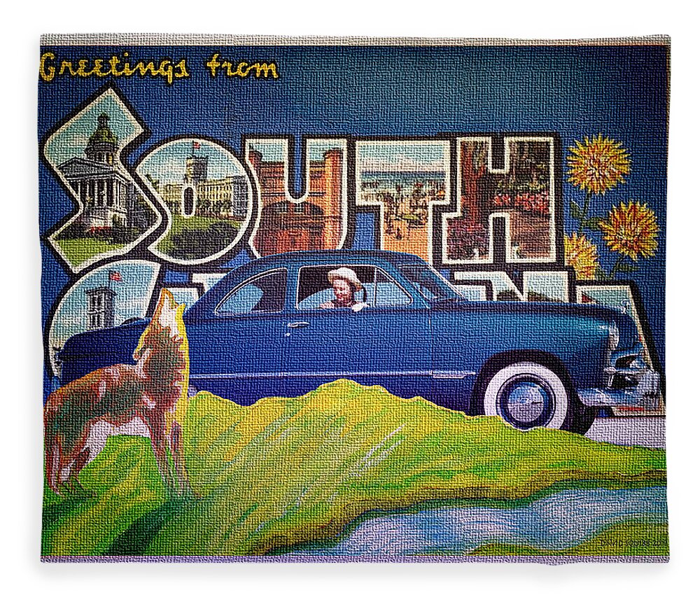 Dixie Road Trips Fleece Blanket featuring the digital art Dixie Road Trips / South Carolina by David Squibb