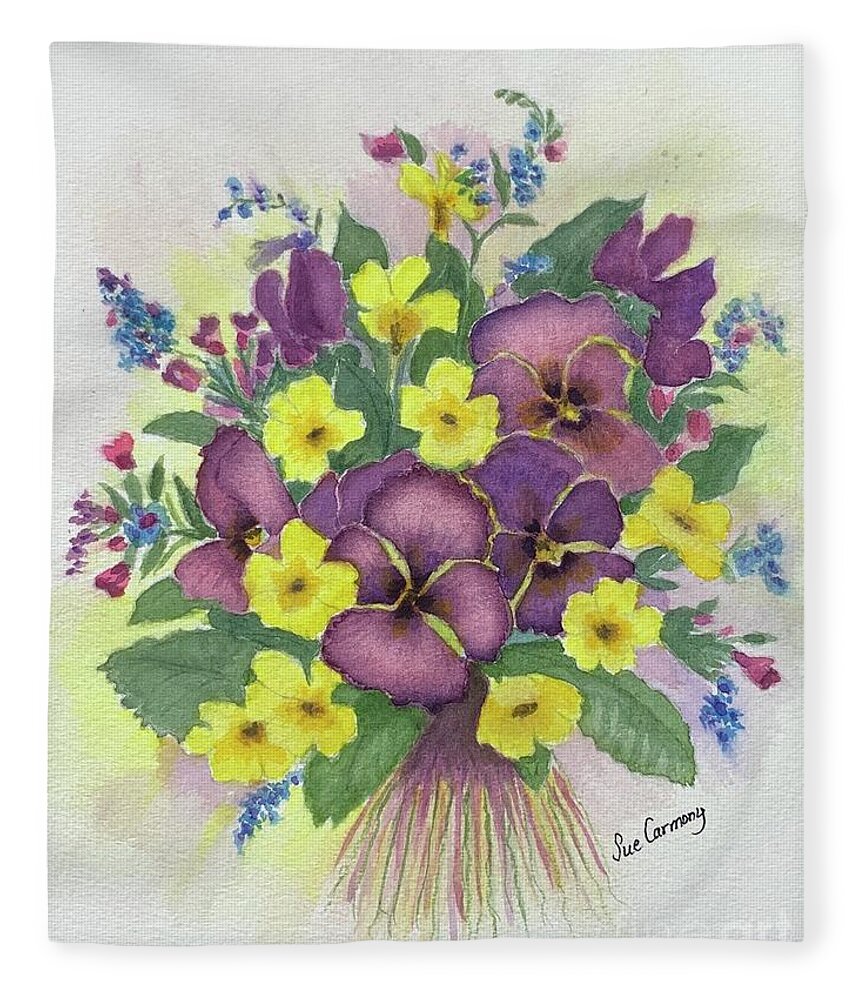 Flowers Fleece Blanket featuring the painting Bundle of Joy by Sue Carmony