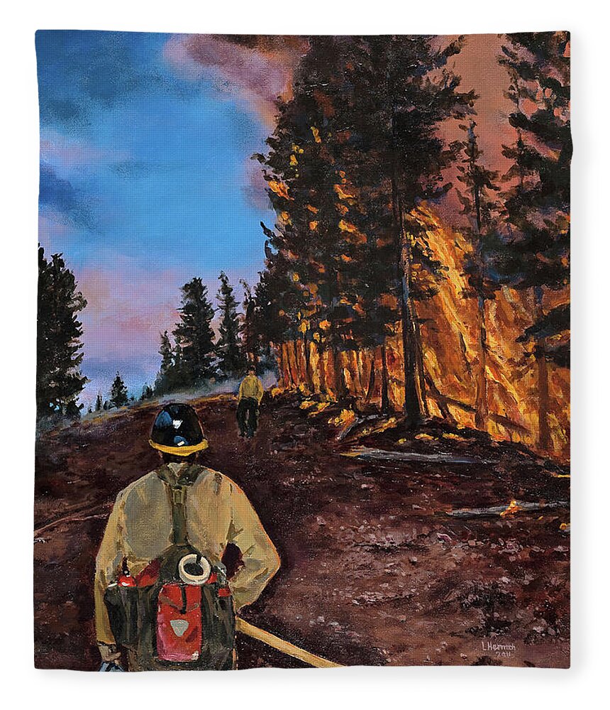 Wildland Fire Fleece Blanket featuring the digital art Burn Out by Les Herman