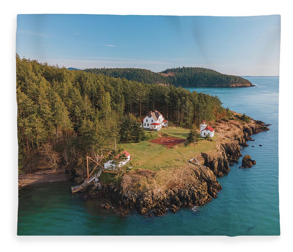 Lighthouse Fleece Blanket featuring the photograph Burrows Island Lighthouse #3 by Michael Rauwolf