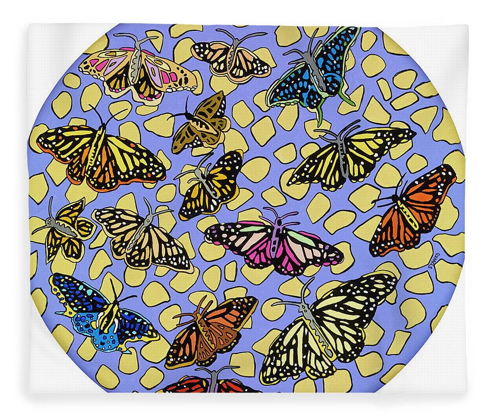 Butterfly Butterflies Pop Art Fleece Blanket featuring the painting Butterflies by Mike Stanko