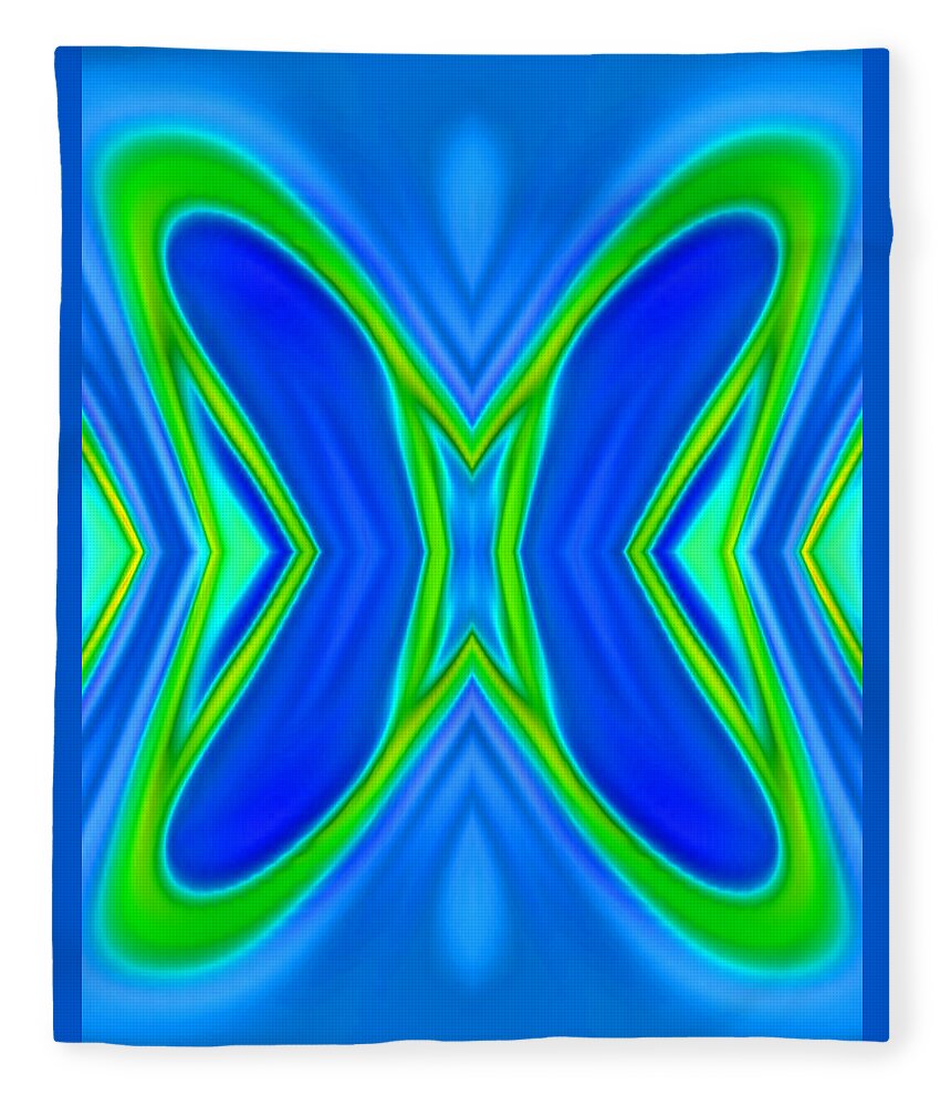 Abstract Art Fleece Blanket featuring the digital art Butterfly Abstract Blue by Ronald Mills