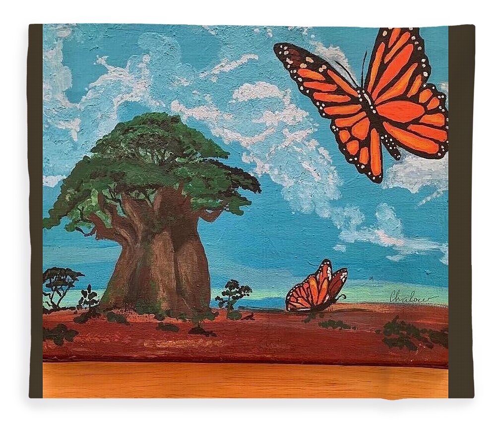 Butterfly Fleece Blanket featuring the painting Butterfly Marmalade by Charles Young