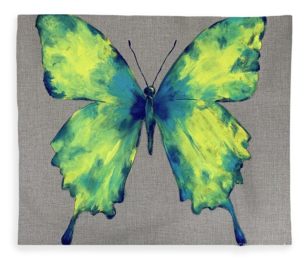 Butterfly Fleece Blanket featuring the painting Butterfly of Life by Liana Yarckin