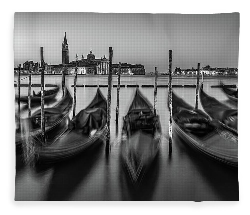 Italy Fleece Blanket featuring the photograph BW Study - Classic Venice by David Downs