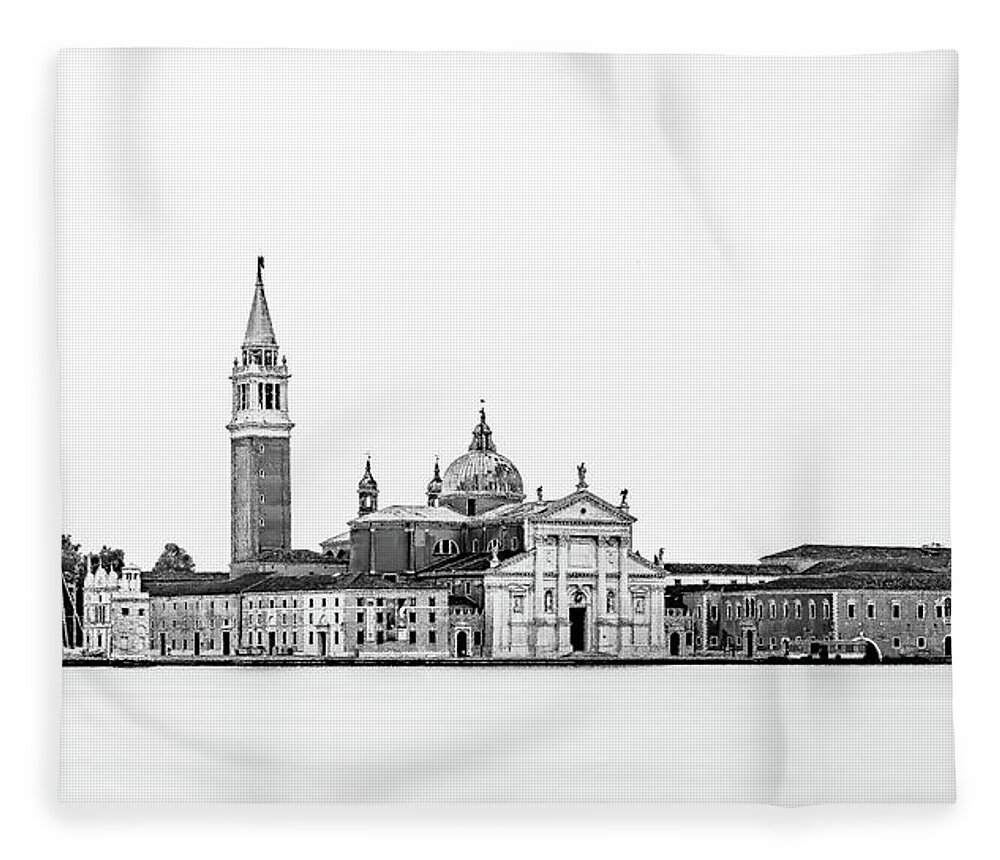 Creative Photography Fleece Blanket featuring the photograph BW View of San Giorgio Maggiore by David Downs