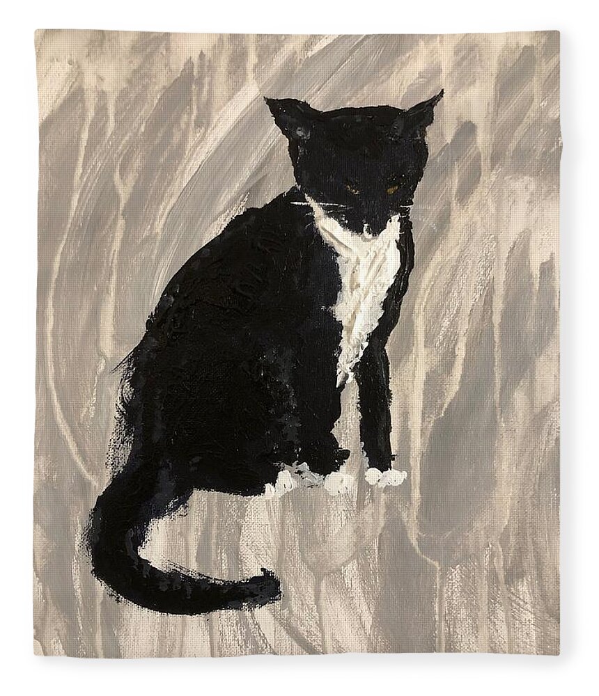 Cat Fleece Blanket featuring the painting By Any Other Name by Bethany Beeler