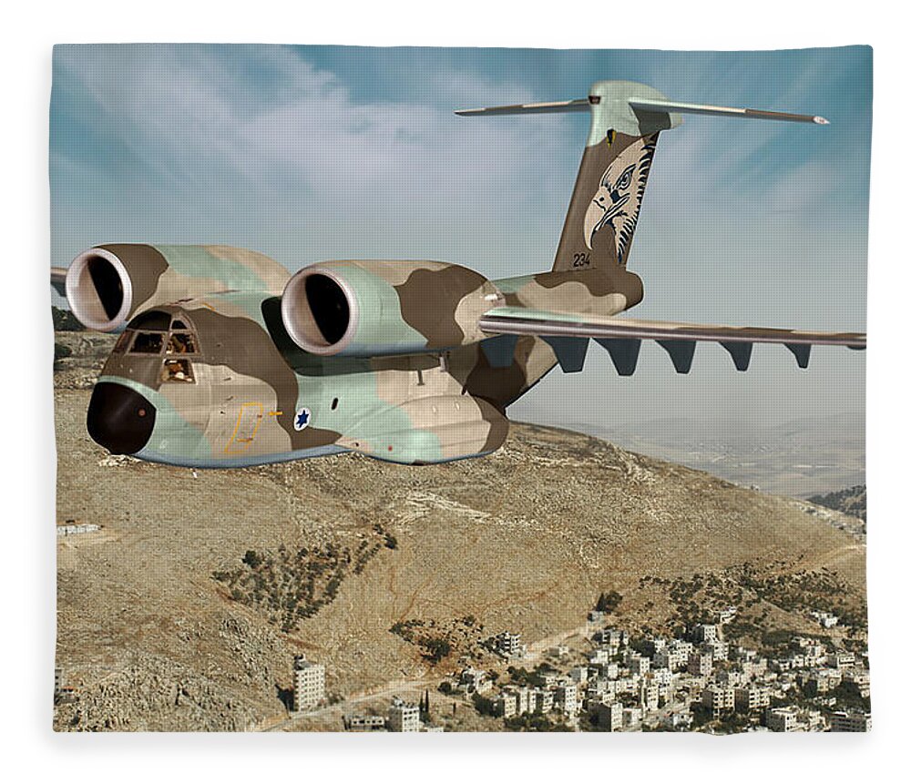Osprey Fleece Blanket featuring the digital art C-14I Golyat by Custom Aviation Art