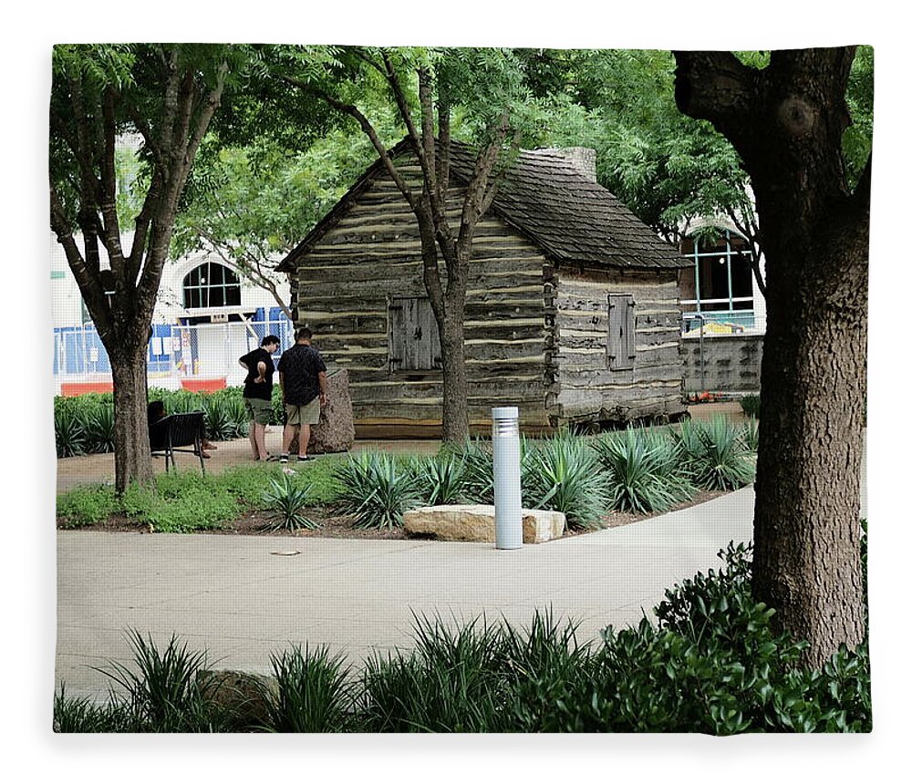 Green Fleece Blanket featuring the photograph Cabin in the Park by C Winslow Shafer