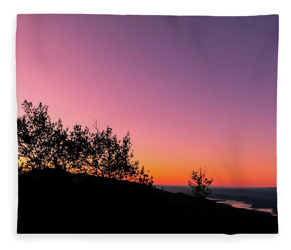  Fleece Blanket featuring the photograph Cachuma Sunset by Dr Janine Williams