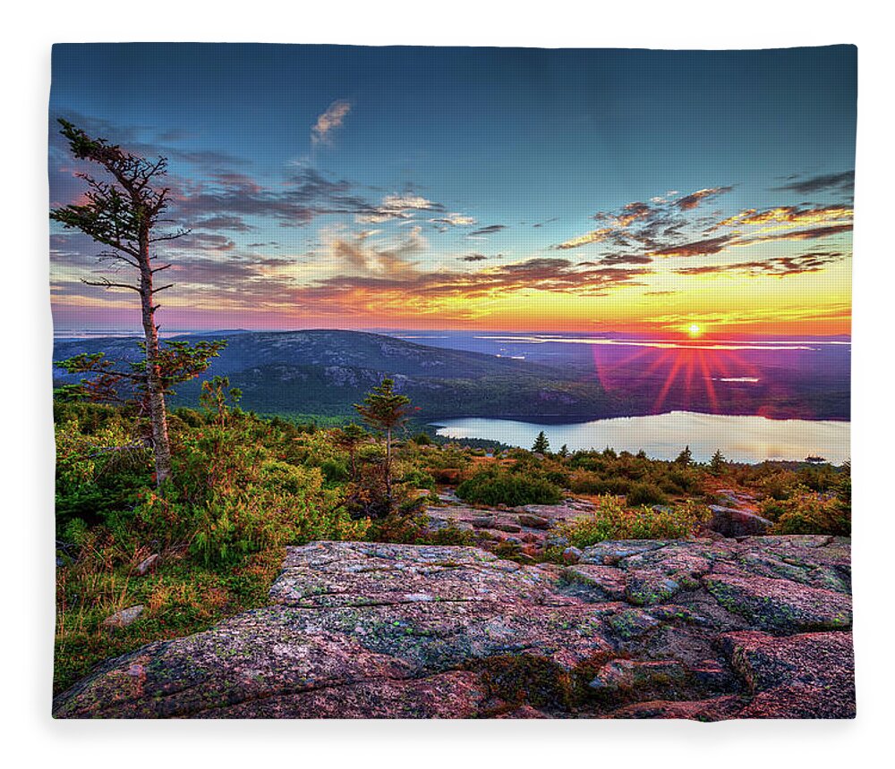 Acadia National Park Fleece Blanket featuring the photograph Cadillac Mountain 8523 by Greg Hartford
