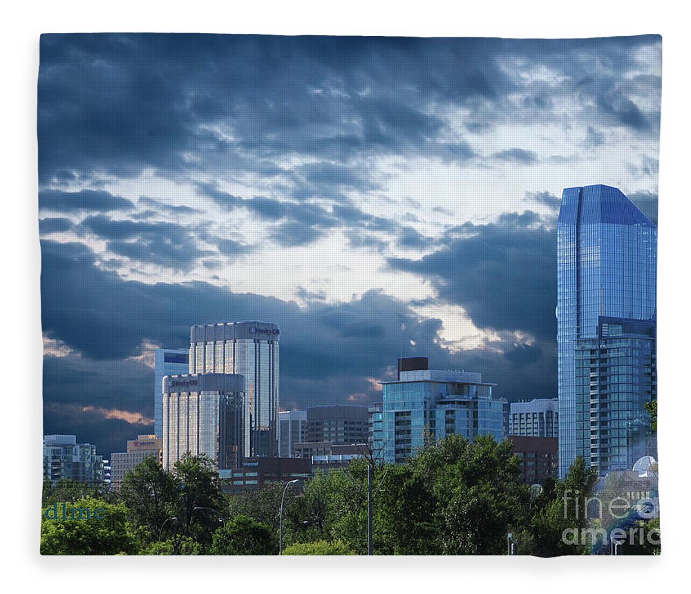Clouds Fleece Blanket featuring the photograph Calgary in Cloud by Donna L Munro