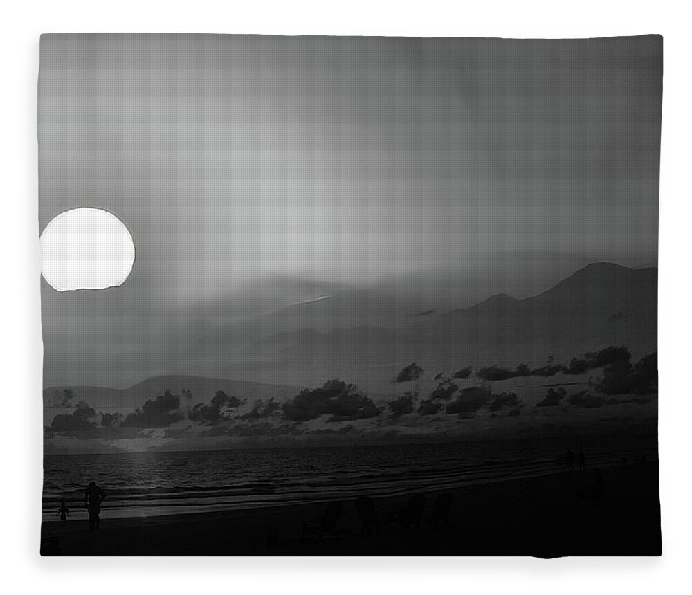 Monochrome Fleece Blanket featuring the photograph California Beach by Jim Signorelli