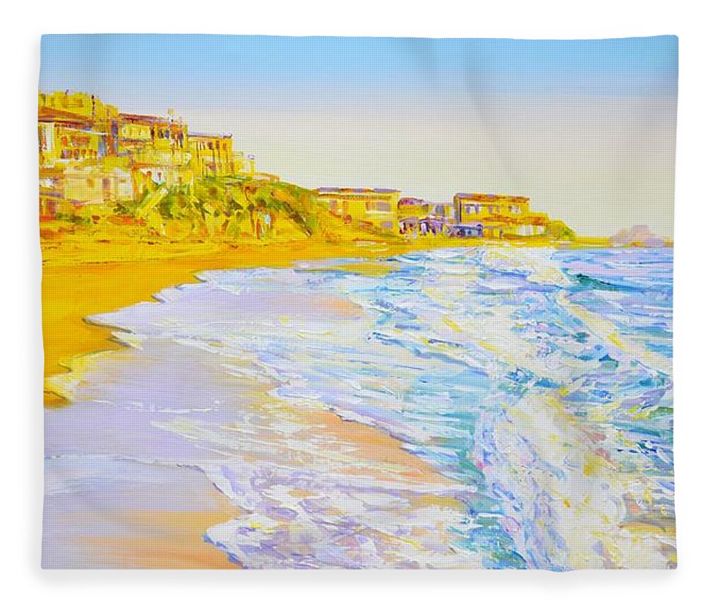 Ocean Fleece Blanket featuring the painting California. Beach. Ocean. by Iryna Kastsova
