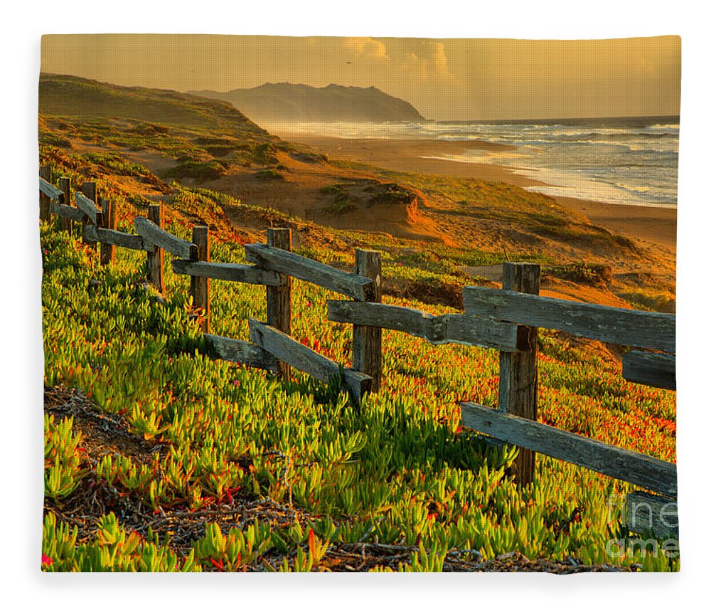 Point Reyes Fleece Blanket featuring the photograph California Golden Coast by Adam Jewell