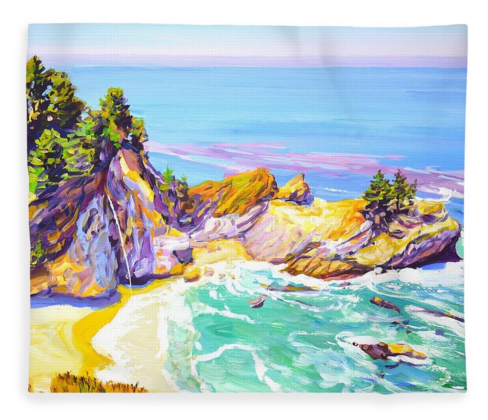 Ocean Fleece Blanket featuring the painting California. Ocean. Beach. by Iryna Kastsova