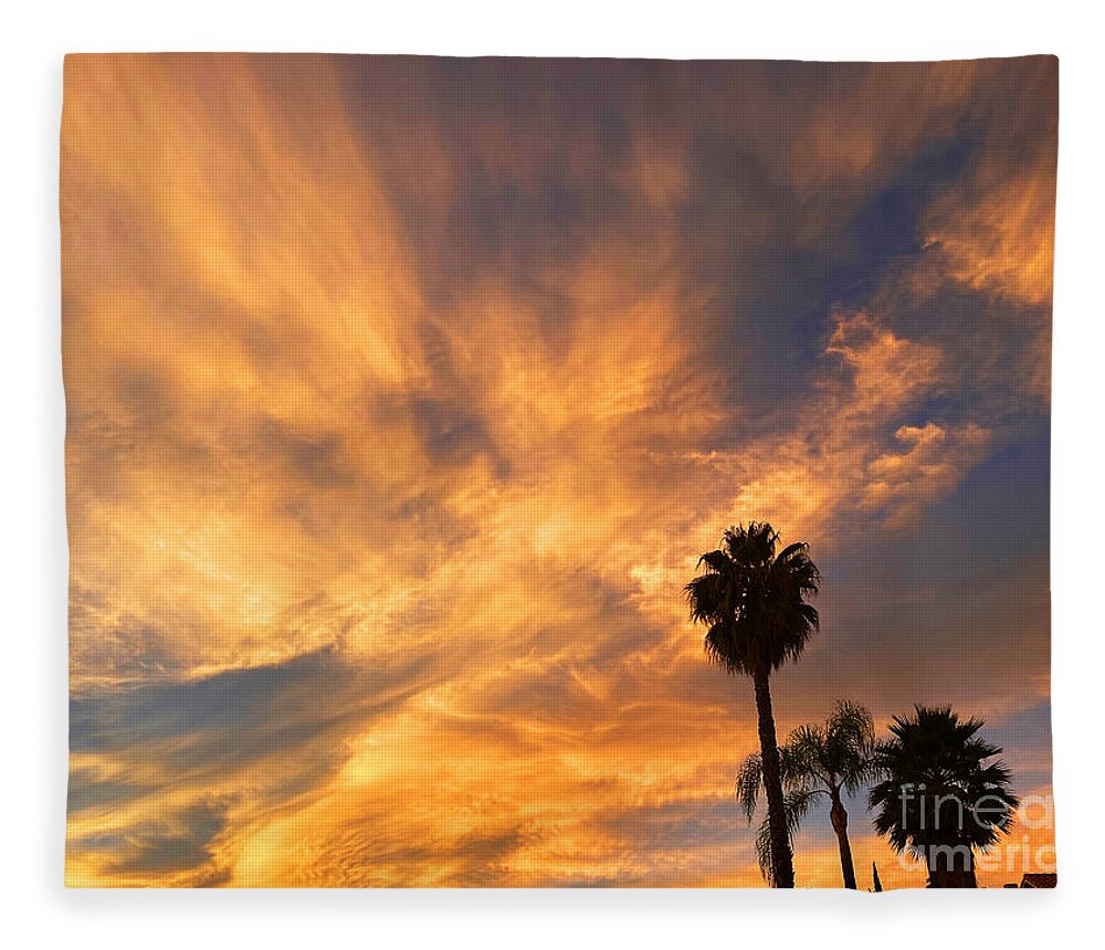 California Fleece Blanket featuring the photograph California October Sunset by Brian Watt