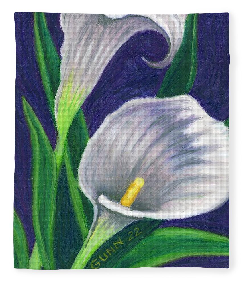Calla Lilies Fleece Blanket featuring the pastel Calla Lilies 4 by Katrina Gunn