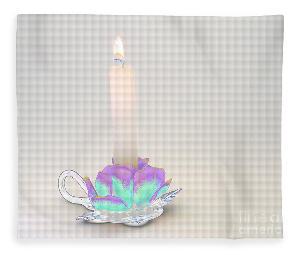Candle Fleece Blanket featuring the photograph Candle in Holder by Kae Cheatham