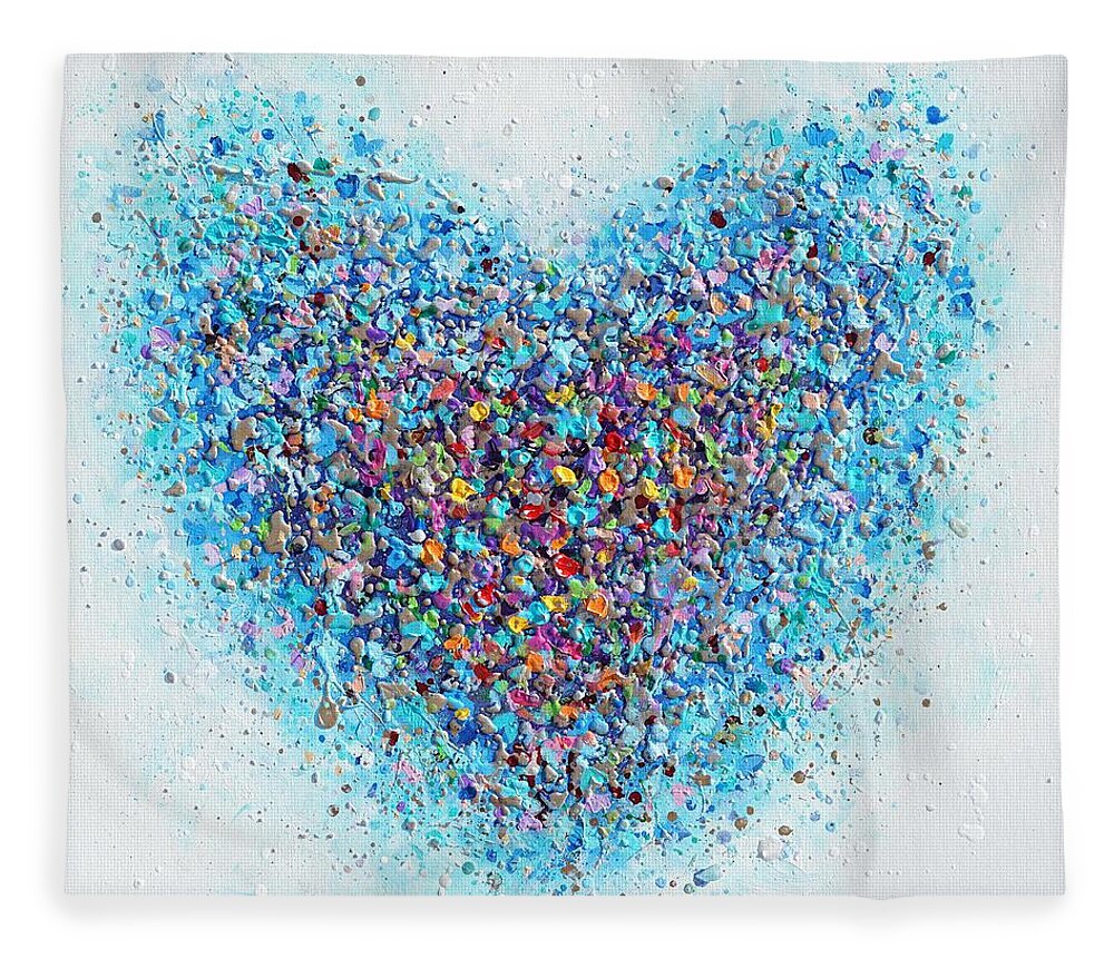 Blue Heart Fleece Blanket featuring the painting Candy Heart by Amanda Dagg