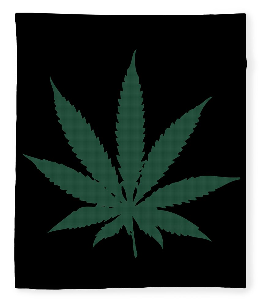 Funny Fleece Blanket featuring the digital art Cannabis Weed Marijuana Leaf by Flippin Sweet Gear