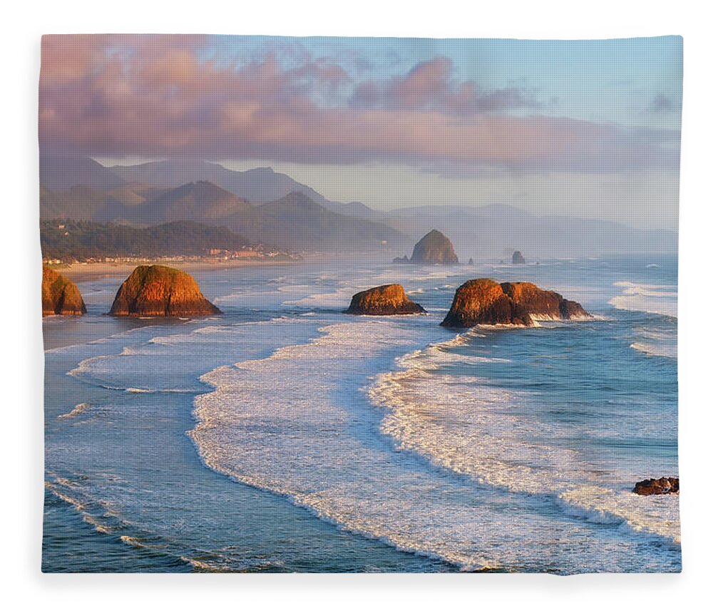 Cannon Beach Fleece Blanket featuring the photograph Cannon Beach Sunset by Darren White