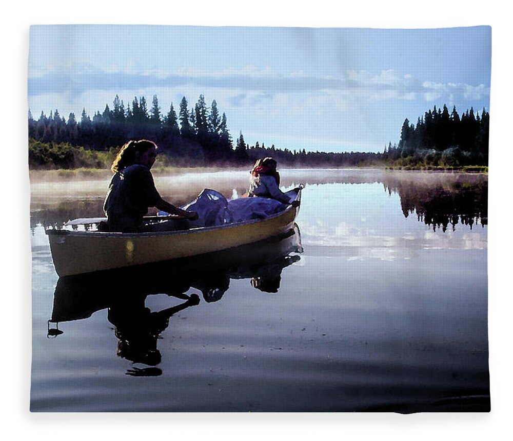 Canoe Fleece Blanket featuring the photograph Canoe Camping in Northern Saskatchewan by Phil And Karen Rispin