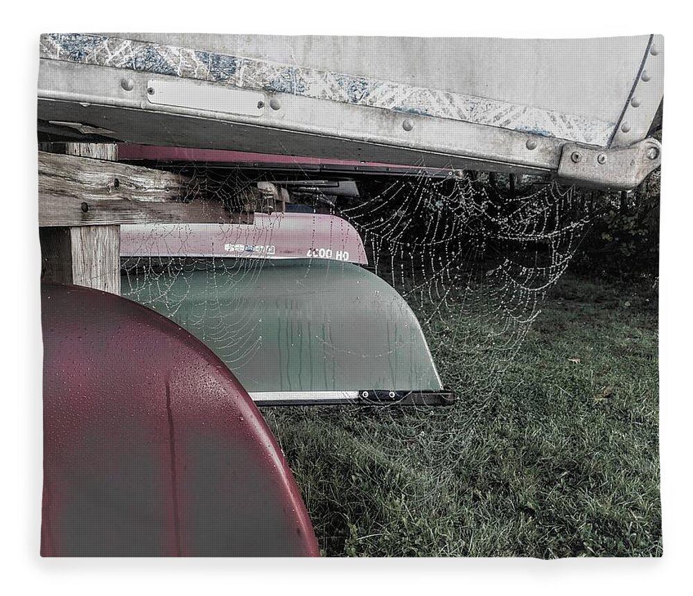  Fleece Blanket featuring the photograph Canoes and Spiders by Brad Nellis