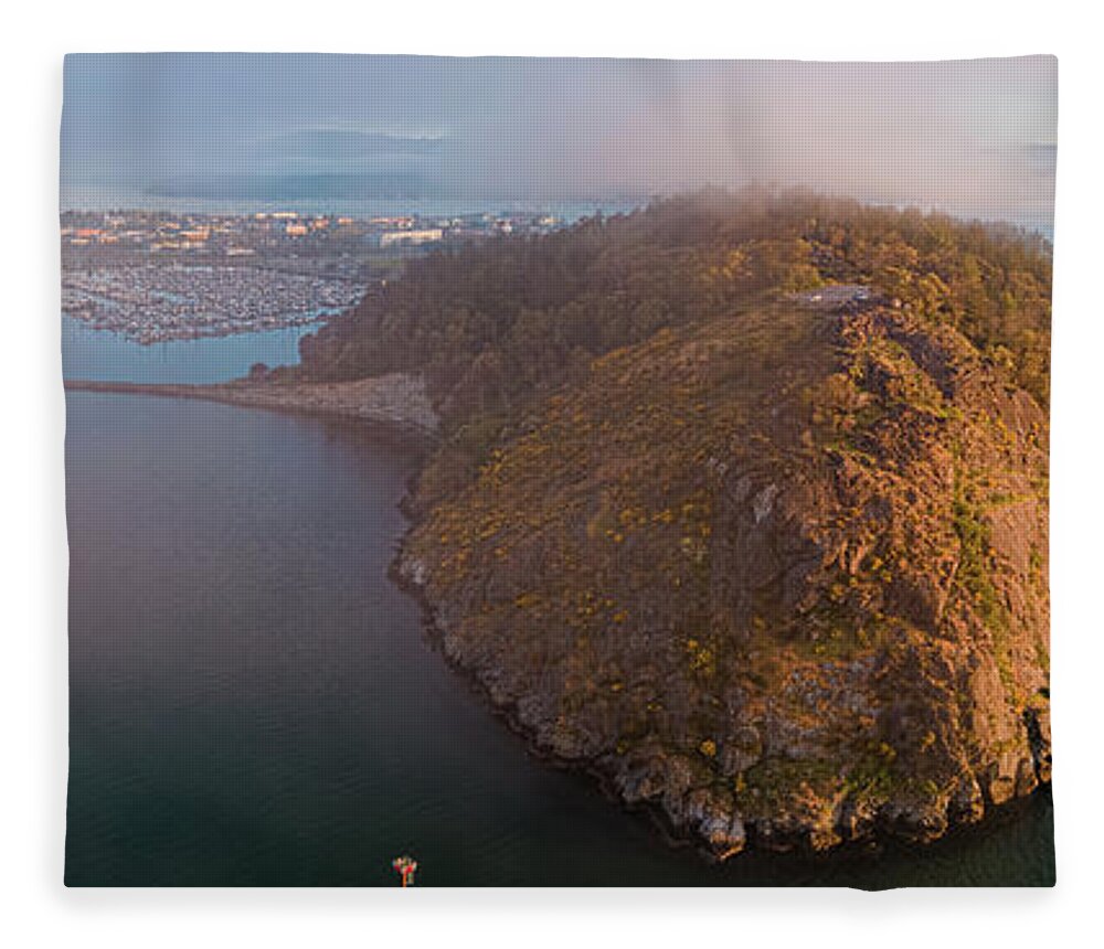 Cap Sante Marina Fleece Blanket featuring the photograph Cap Sante Panorama #2 by Michael Rauwolf