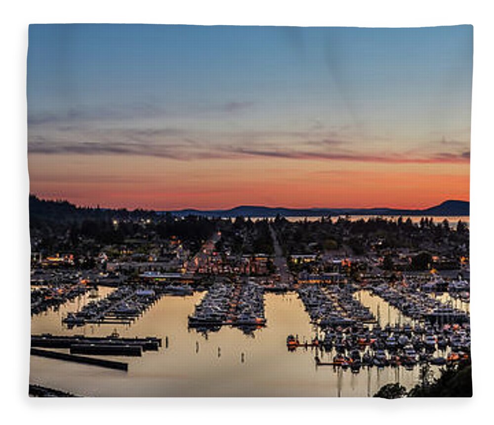 Cap Sante Fleece Blanket featuring the photograph Cap Sante Sunset by Michael Rauwolf