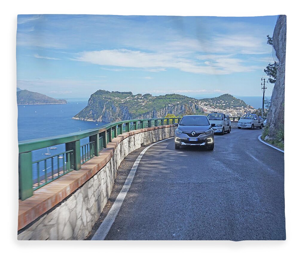 Capri Fleece Blanket featuring the photograph Capri Coastal Drive by Yvonne Jasinski