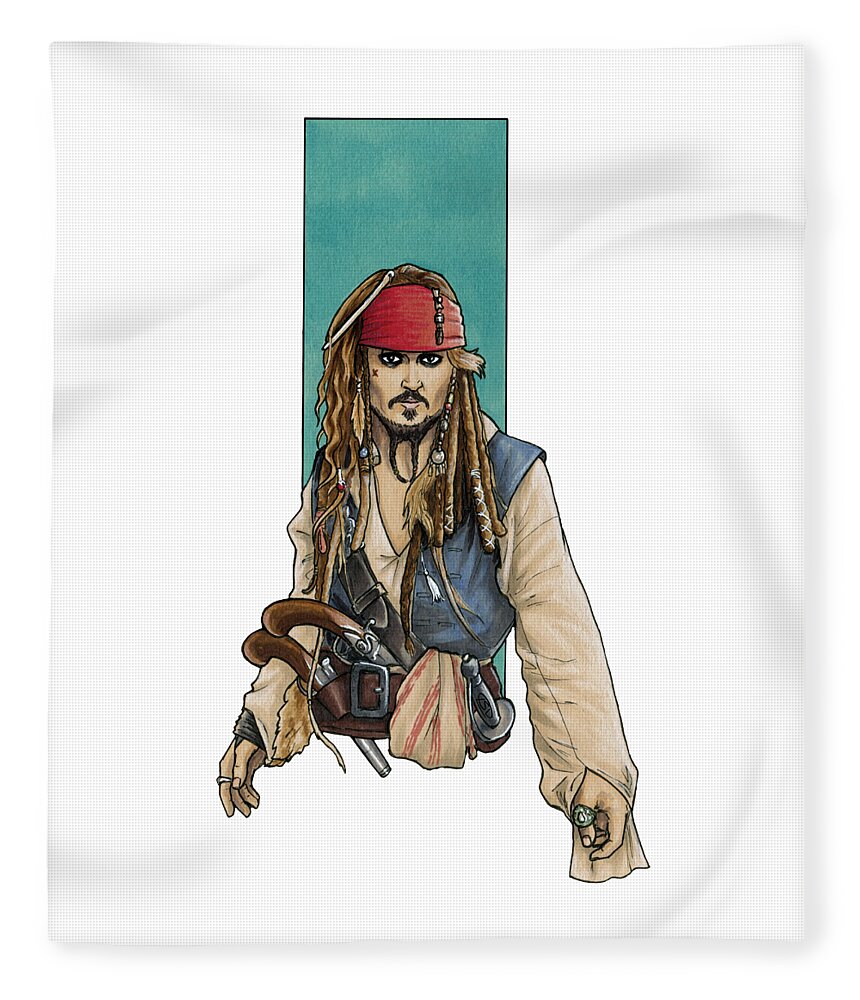 Captain Jack Sparrow Fleece Blanket by Olga Dmitrieva - Pixels