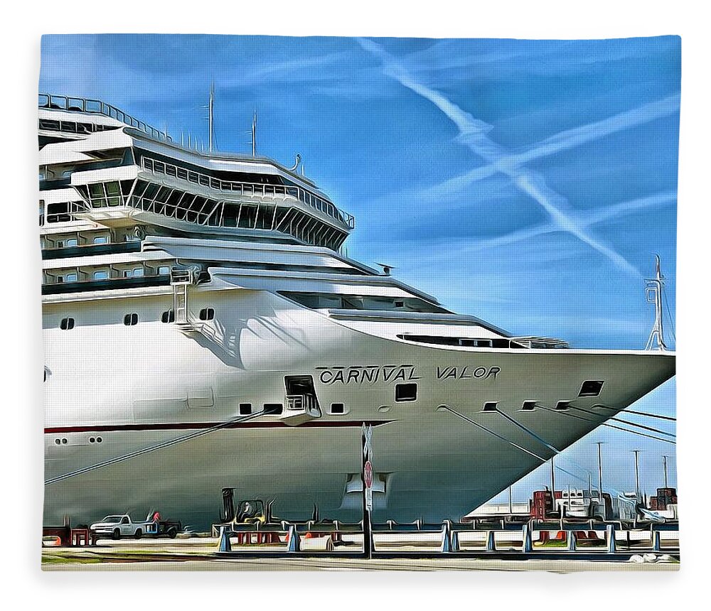 Carnival Cruise Ship Fleece Blanket featuring the painting Carnival Cruise Ship by Harry Warrick