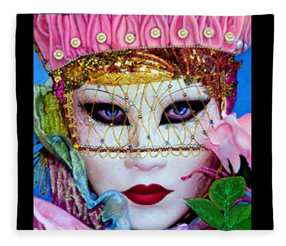 Mixed Media Painting Fleece Blanket featuring the mixed media Carolina II Carnival of Venice by Anni Adkins