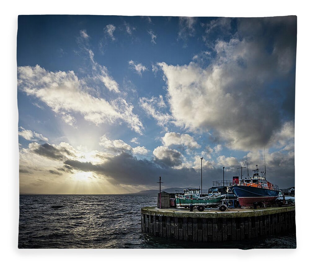 Carrickfergus Fleece Blanket featuring the photograph Carrickfergus Harbour 3 by Nigel R Bell