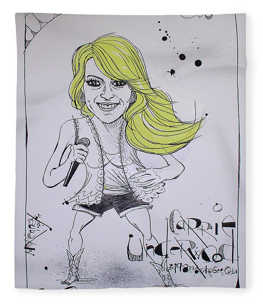  Fleece Blanket featuring the drawing Carrie Underwood by Phil Mckenney